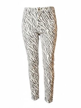 Garota Zebra-Pattern Skinny Jeans in White and Black sz M